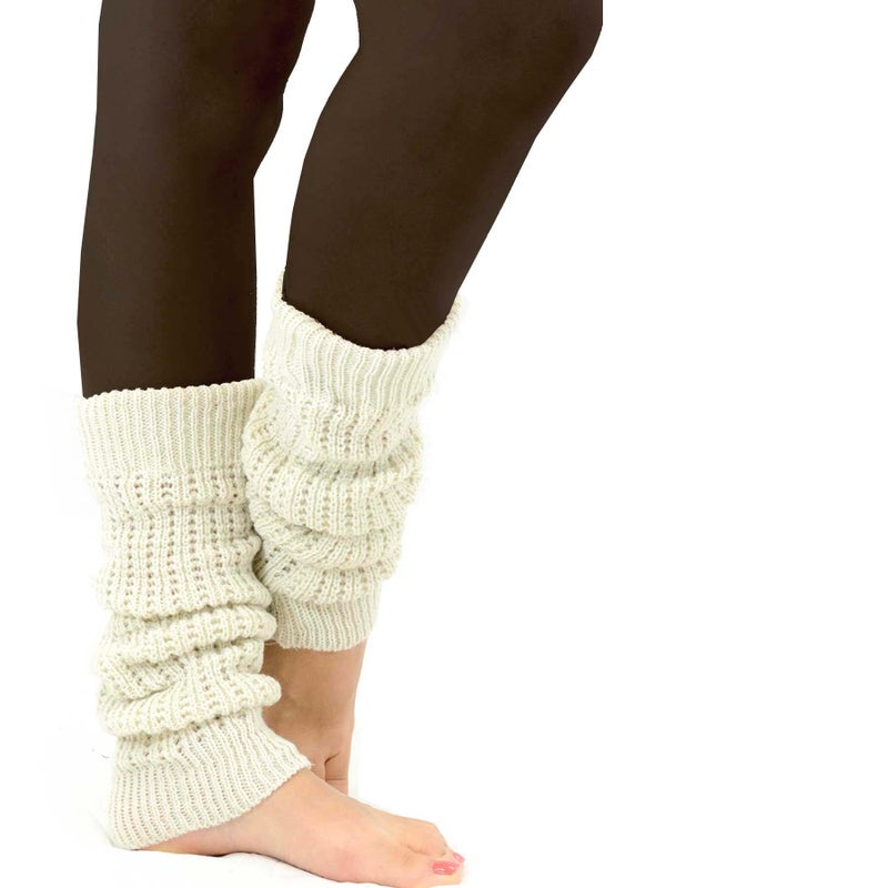 TeeHee Socks TeeHee 80s Vintage Comfortable Ribbed Cable Knit Leg Warmers for Women 3 pairs (Cable Knit) - Image 4